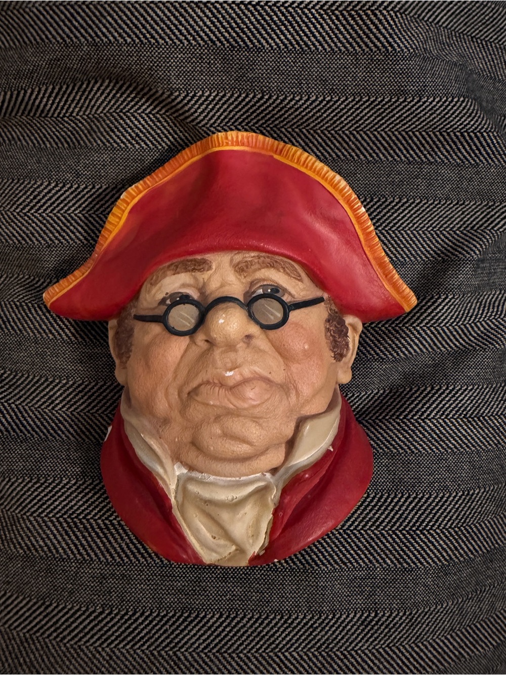 Vintage Red and Yellow Pirate Bust Wall Plaque
